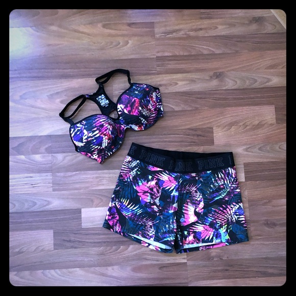 PINK Victoria's Secret Other - Victoria’s Secret Pink Palm Tree Bra D DD Shorts L